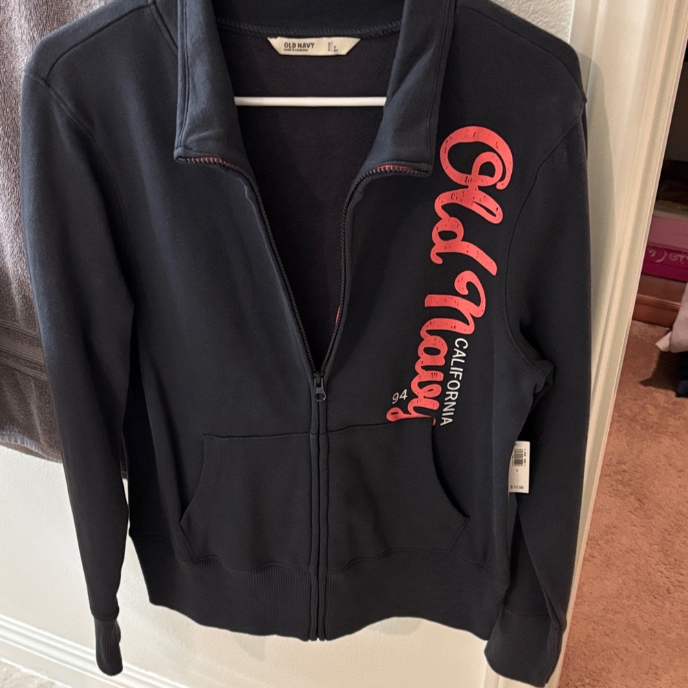 NWT Old Navy Women's Black and Red Bomber Jacket